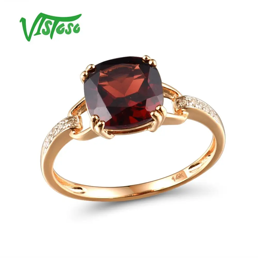 Кольцо VISTOSO Pure14K 585 из белого золота/розового золота для женщин, сверкающие бриллианты, Limpid небесно-голубой топаз, юбилей, классические ювелирные украшения