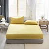 AHSNME 100% Cotton sheets Simple colors of pure colors Yellow/Pink/Blue/Gray/Green/Super Soft parure Fitted Sheet 90-180x200cm 1