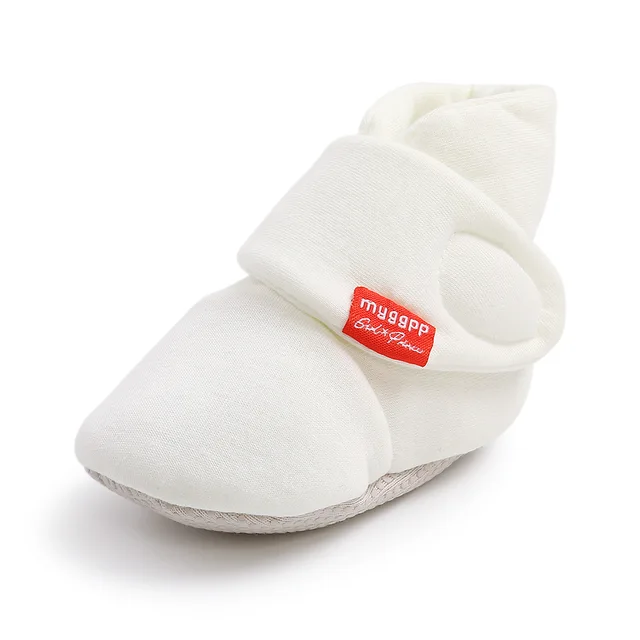 Newborn Baby Socks Shoes Boy Girl Star Toddler First Walkers Booties Cotton Comfort Soft Anti-slip Warm Infant Crib Shoes White - New