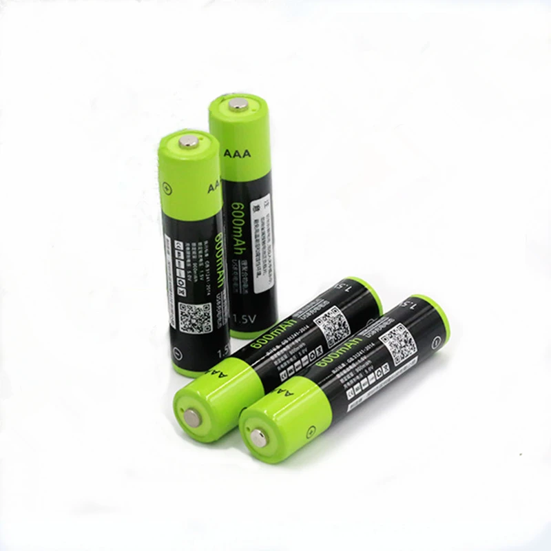 Горячая ZNTER 1,5 V AAA перезаряжаемая батарея 600 mAh USB перезаряжаемая литий-полимерная батарея Быстрая зарядка через кабель Micro USB - Цвет: 4PCS Battery