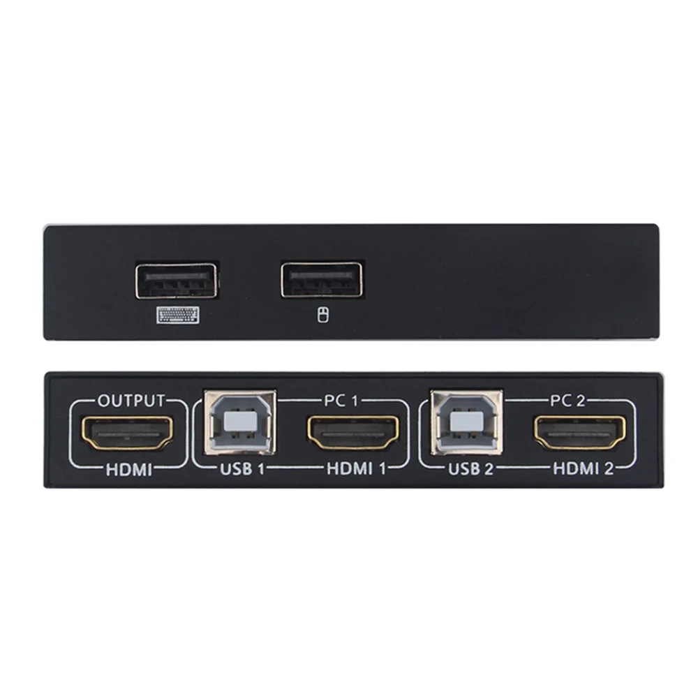 Для 2 шт. клавиатура мышь для принтера дома 2 порта USB HDMI KVM переключатель коробка 4 к видео дисплей USB переключатель сплиттер квм коробка