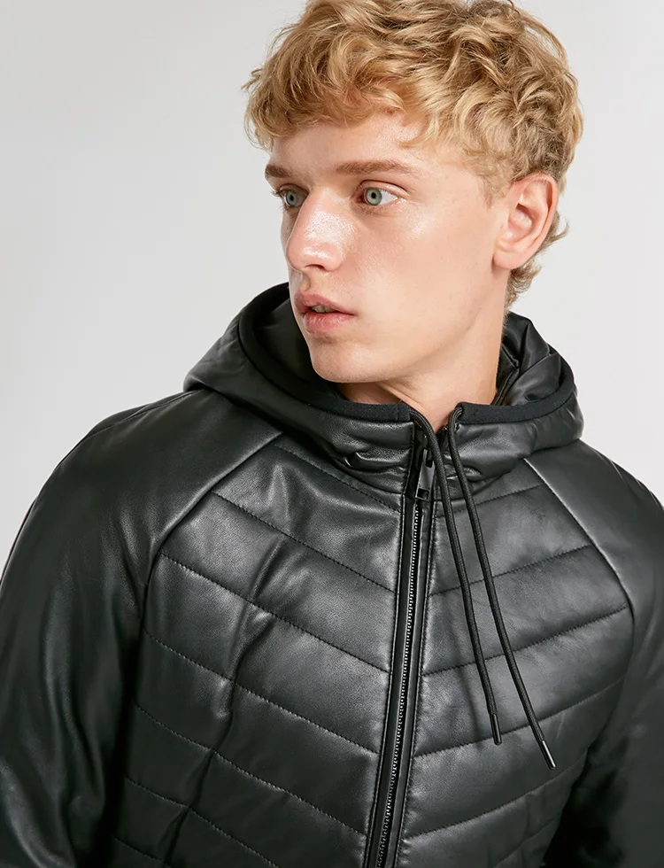 JackJones мужская кожаная зимняя куртка с капюшоном куртка мужская| 218428505