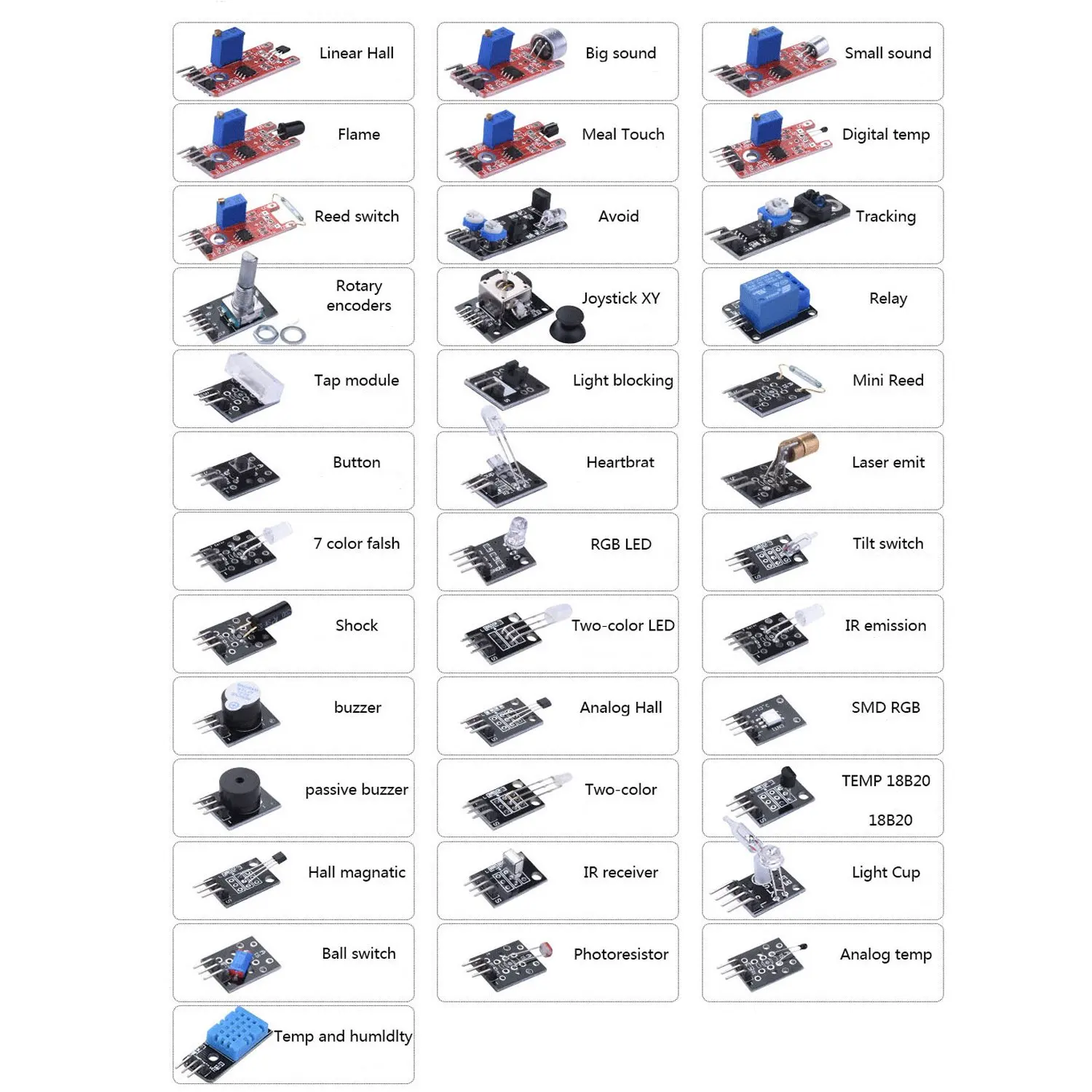 Upgraded 37 in 1 Sensors Modules Kit for Arduino Starters DIY Raspberry Pi Mega2560 UNO R3