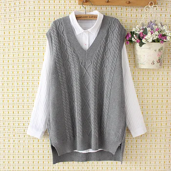 

Sweater Vests for Women 2020 Spring V Neck Loose Womens Knitted Vest Sleeveless Sweatercoat 4XL