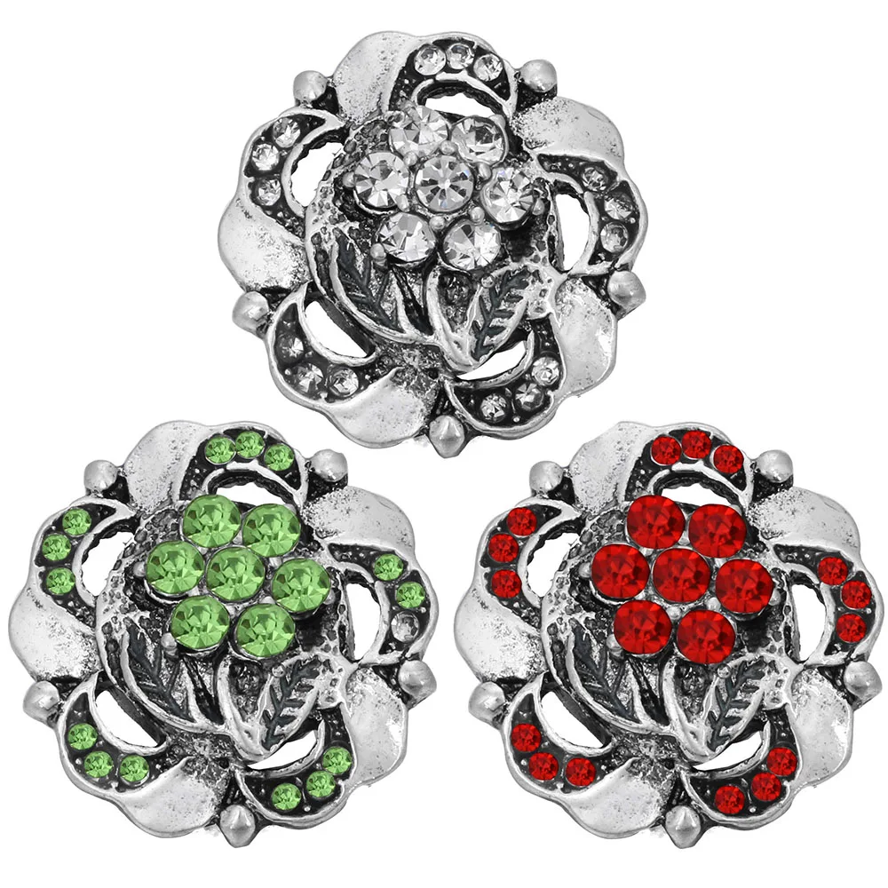 

5pcs/lot 18mm 20mm Crystal Flower Snap Button For Snaps Bracelet Jewelry DIY Accessories