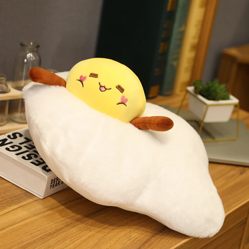 2019 New 38cm 3D Sweet Removable Fried Egg Plush Stuffed Soft Toys Doll Pillow A