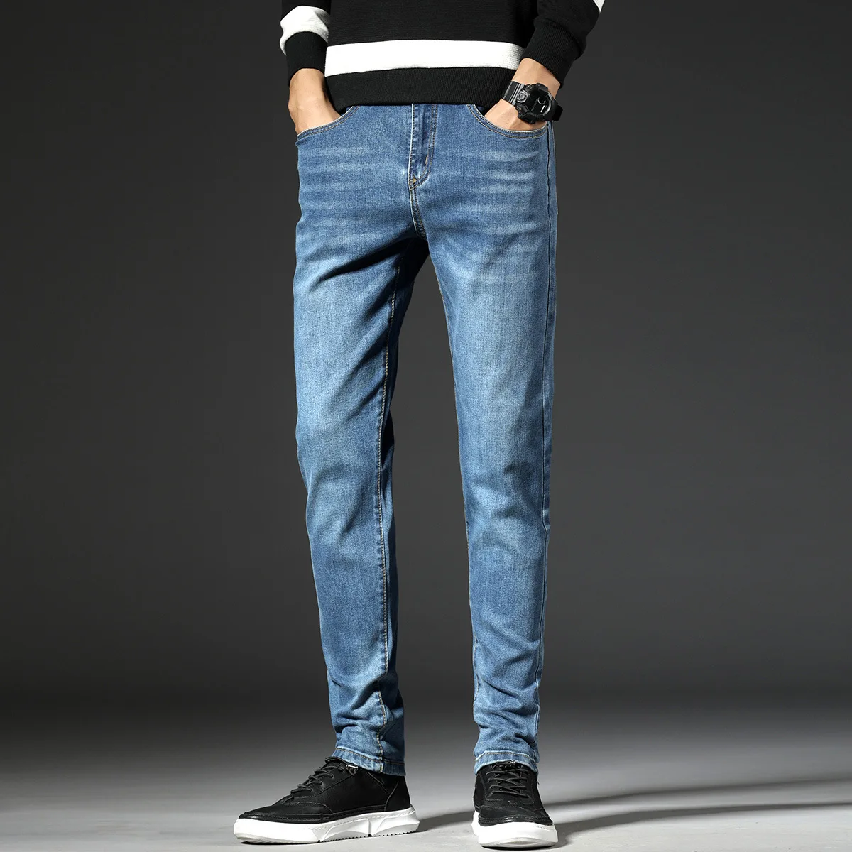 Для мужчин Классические джинсы Homme Pantalones Hombre Для мужчин Spijkerbroek Mannen мягкие синие байкерские Masculino Джинсовые комбинезоны Для мужчин брюки для девочек - Color: Blue