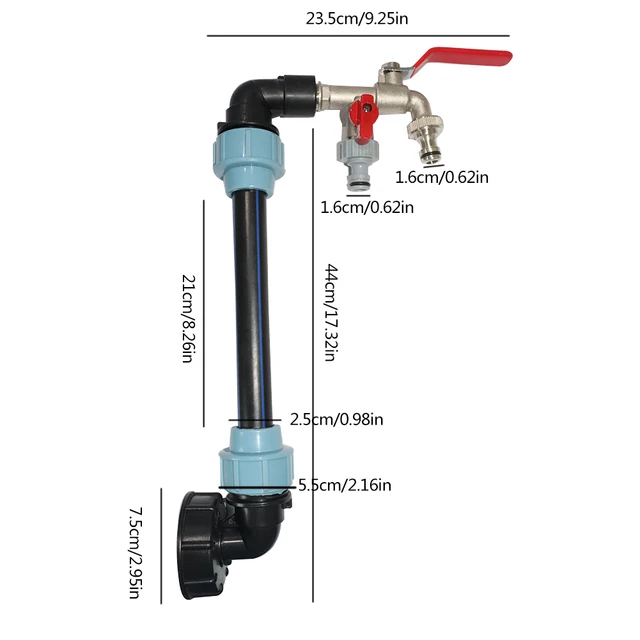 IBC Tank Tap Adapter IBC Tank Thread Faucet With 1 Tube And 2 Curved Connectors Home Garden Irrigation Water Connector Suit solar drip watering kit Watering & Irrigation Kits