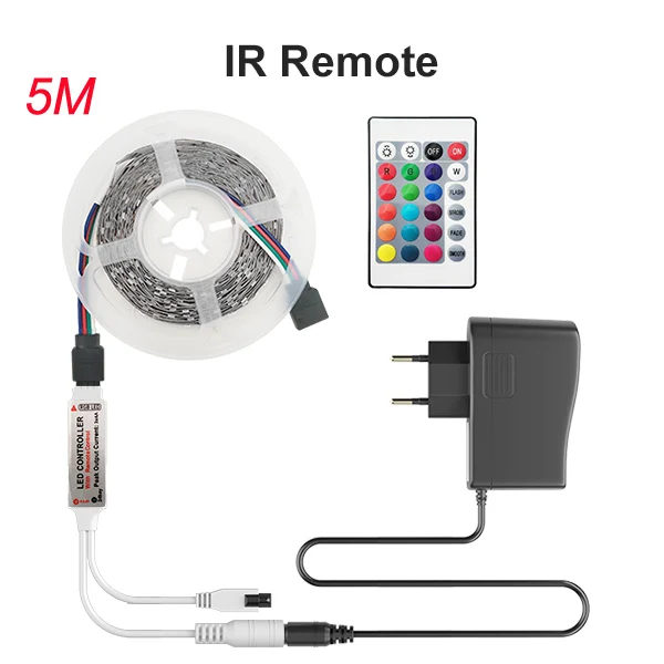 5M IR 24keys Bluetooth Светодиодная лента RGB светодиодный светильник SMD 2835 DC12V водонепроницаемый светодиодный светильник 5 м 10 м Диодная лента Гибкая с Bluetooth пультом дистанционного управления - Испускаемый цвет: 5M IR 24keys