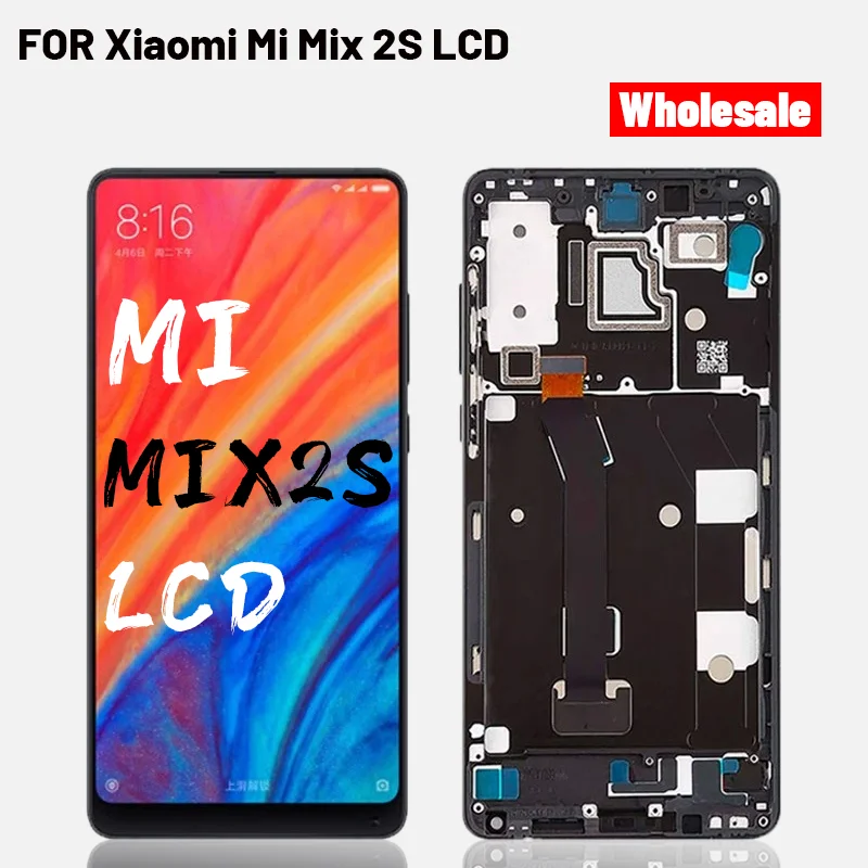 ЖК-дисплей с сенсорной панелью и дигитайзером в сборе для Xiaomi Mi Mix 2S Замена рамкой