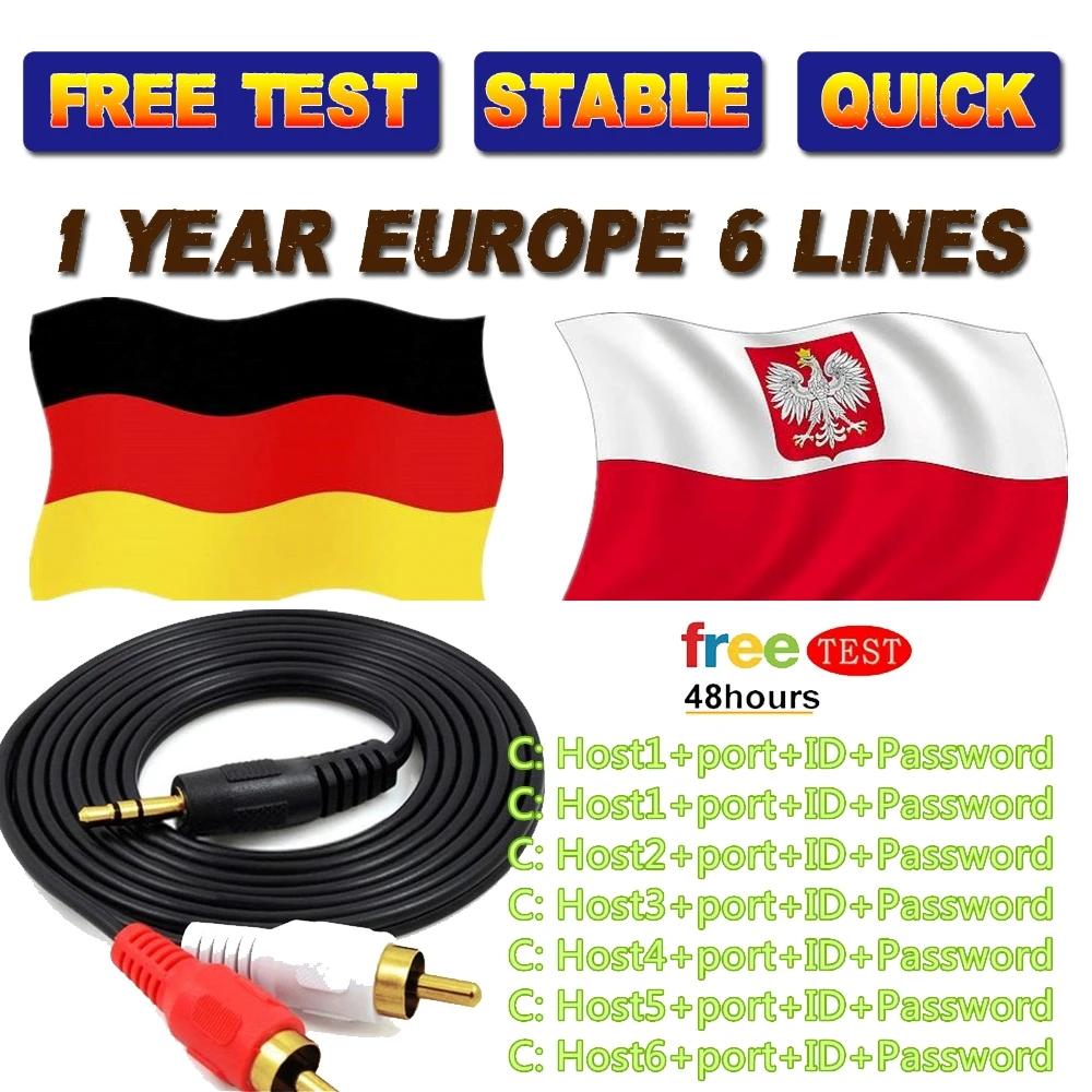 

2020 stable Cccams 6/8lines 1 Year for Europe ccam Spain Portugal Poland Italy satellite TV receiver