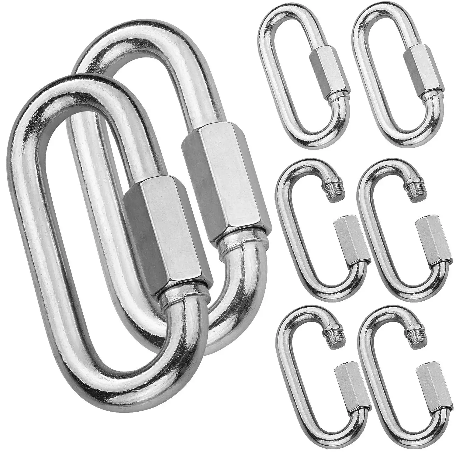 Stainless Steel 316 Oval Quick Link Chain Fastener Marine Hook Carabiner 6mm 