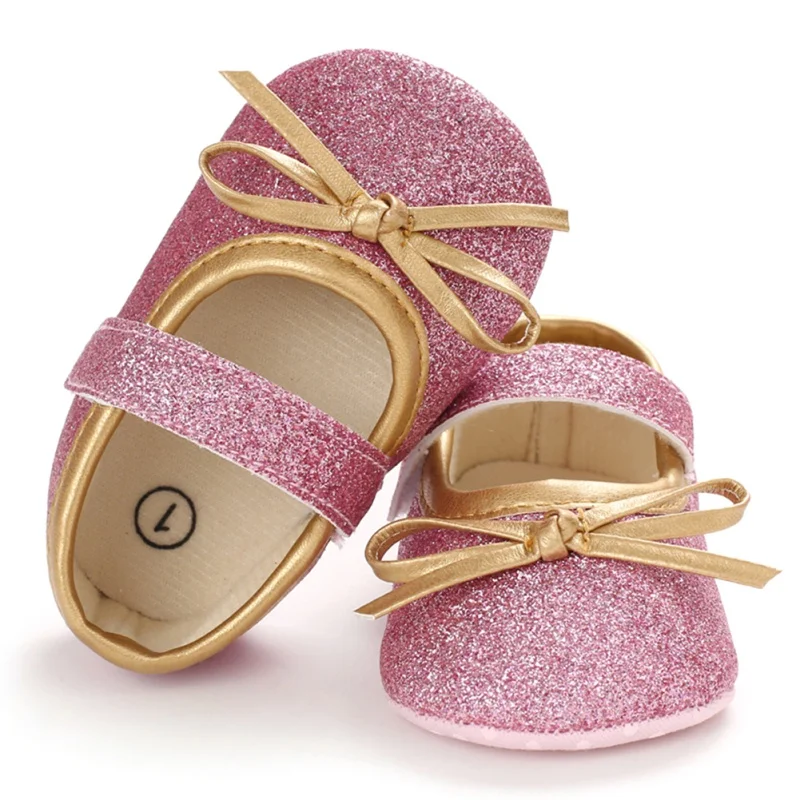 Милая Весенняя хлопковая повседневная обувь с бантом для маленьких девочек; обувь для первых шагов; милая прогулочная обувь с нескользящей мягкой подошвой для новорожденных; H