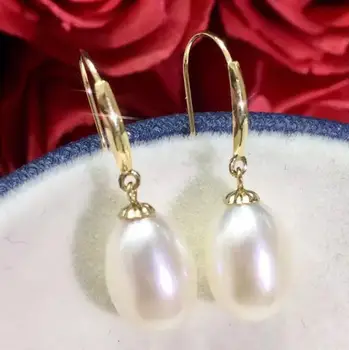

Free shipping gorgeous pair of 11-12mm baroque south sea white earring 14K