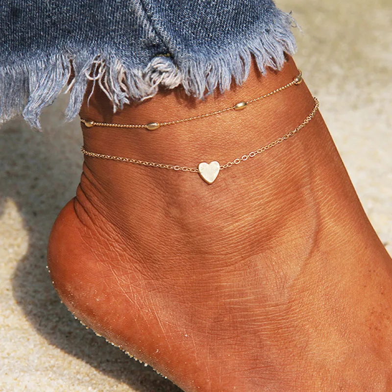 Beach New Anklet Bead Chain Summer Love Heart Heart Shape Foot Accessories Bohemian Jewelry Ankle Bracelet Tobillera Beach New Anklet Bead Chain Summer Love Heart Heart Shape Foot Accessories Bohemian Jewelry Ankle Bracelet Tobillera