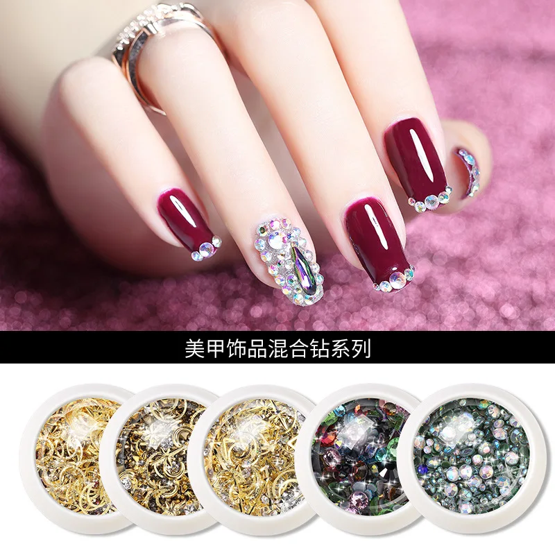 Nail Ornament Natural Shell Stickers Hot Sales Moon And Stars Rivet Micro Drill Bottom Tip Man-made Diamond Flat-bottomed Diamon