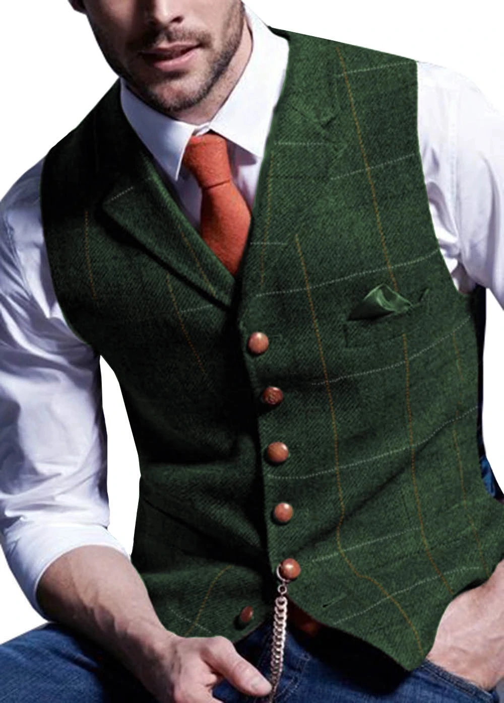 

Men's Vests Tweed Suit Business Clothings for Men Plaid Waistcoat Steampunk Vest Groomsmen Wedding Brown Black Sleeveless Jacket