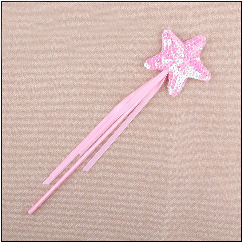 1 шт., день Хэллоуина, милая волшебная палочка с пятиконечной звездой, волшебная палочка, вечерние сувениры принцессы для девочек, подарок на день рождения, свадебное украшение - Цвет: pink sequin star