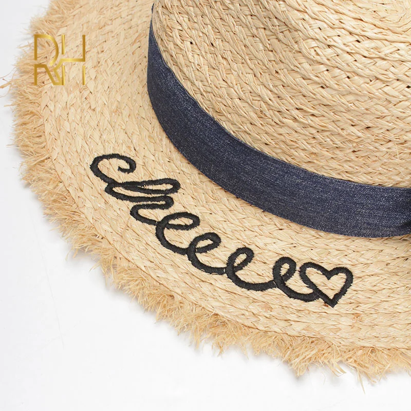 RH Женская Летняя Пляжная Шляпа Fedora из натурального рафии, Панама, соломенная шляпа с бахромой