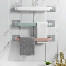 Aliexpress - Wall Mounted Towel Hanger Self-Adhesive Towel Holder Rack Bathroom Towel Bar Shelf Roll Holder Hanging Hook Bathroom Organizer