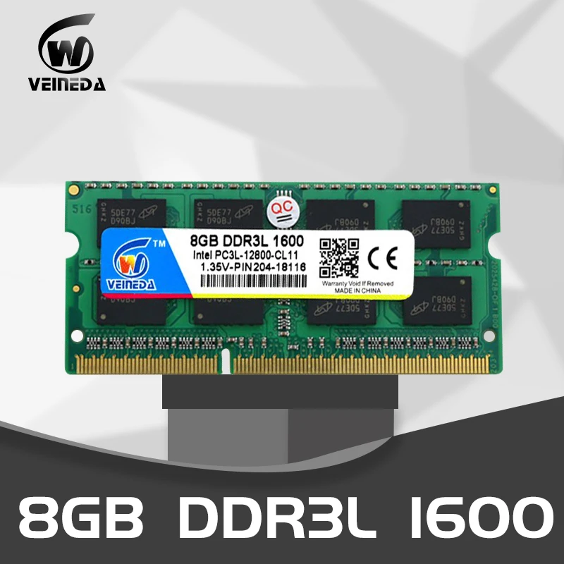 VEINEDA оперативная память SO DIMM ddr3l 4 ГБ 8 ГБ 1,35 в DDR3L 1333 1600 МГц DDR3 PC3-12800 4 ГБ для ноутбука