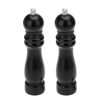 

2PCS 6inch Wooden Pepper Salt Mills Spice Grinder Manual Pepper Mill Adjustable Ceramic Grinder Kitchen BBQ Tools