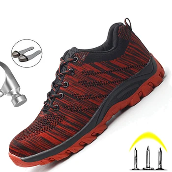 

Manlegu Men's Breathable Work Shoes Safe Protective Shoes Safety Shoes Puncture-Proof Work Sneakers Men Steel Toe Special Shoes