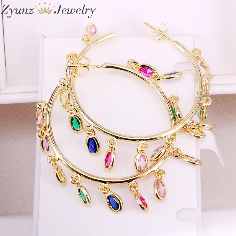 3 пары, новые модные женские/женские золотые/серебряные разноцветные овальные чешские серьги бижутерия