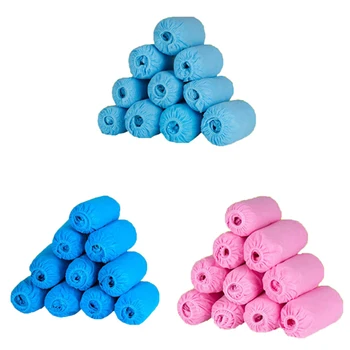 

Hot 100Pcs Disposable Plastic/ Non-woven Fabrics Anti Slip Boot Safety Shoe Cover Over Shoes Shoe Boot Covers Carpet Protectors