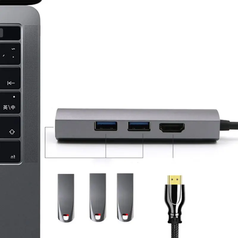3 порта концентратор USB 3,1 тип-c к USB 3,0 разветвитель Кабель Шнур ноутбук планшетный компьютер аксессуары с 4K конвертер для HDMI