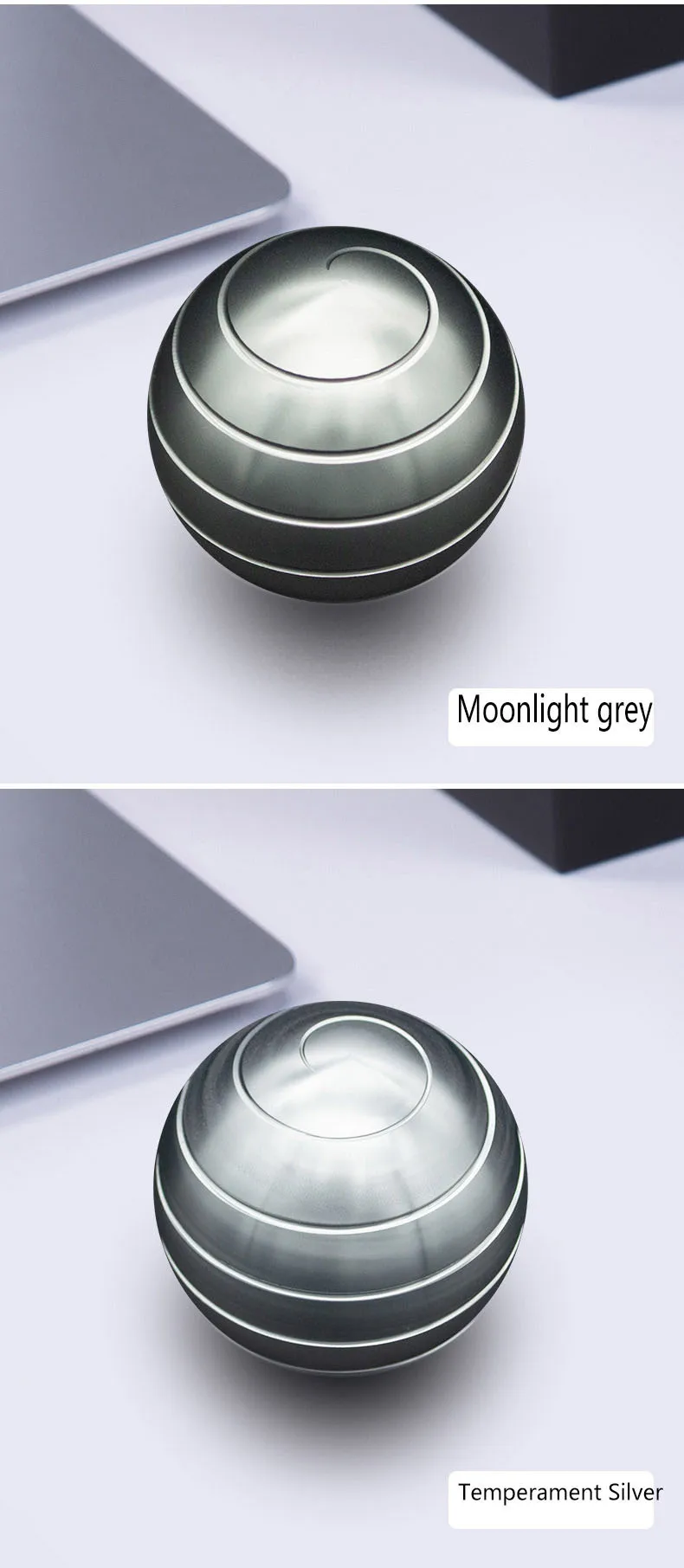 New Desktop Decompression Rotating Spherical Gyroscope Desk Toy Metal Gyro Optical Illusion Flowing Finger Toy For Adult