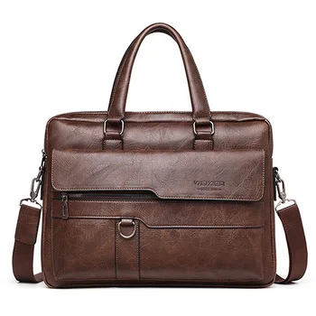 

LOOZYKIT Men Briefcase Bag High Quality Business Famous Brand Leather Shoulder Messenger Bags Office Handbag 13.3 inch Laptop