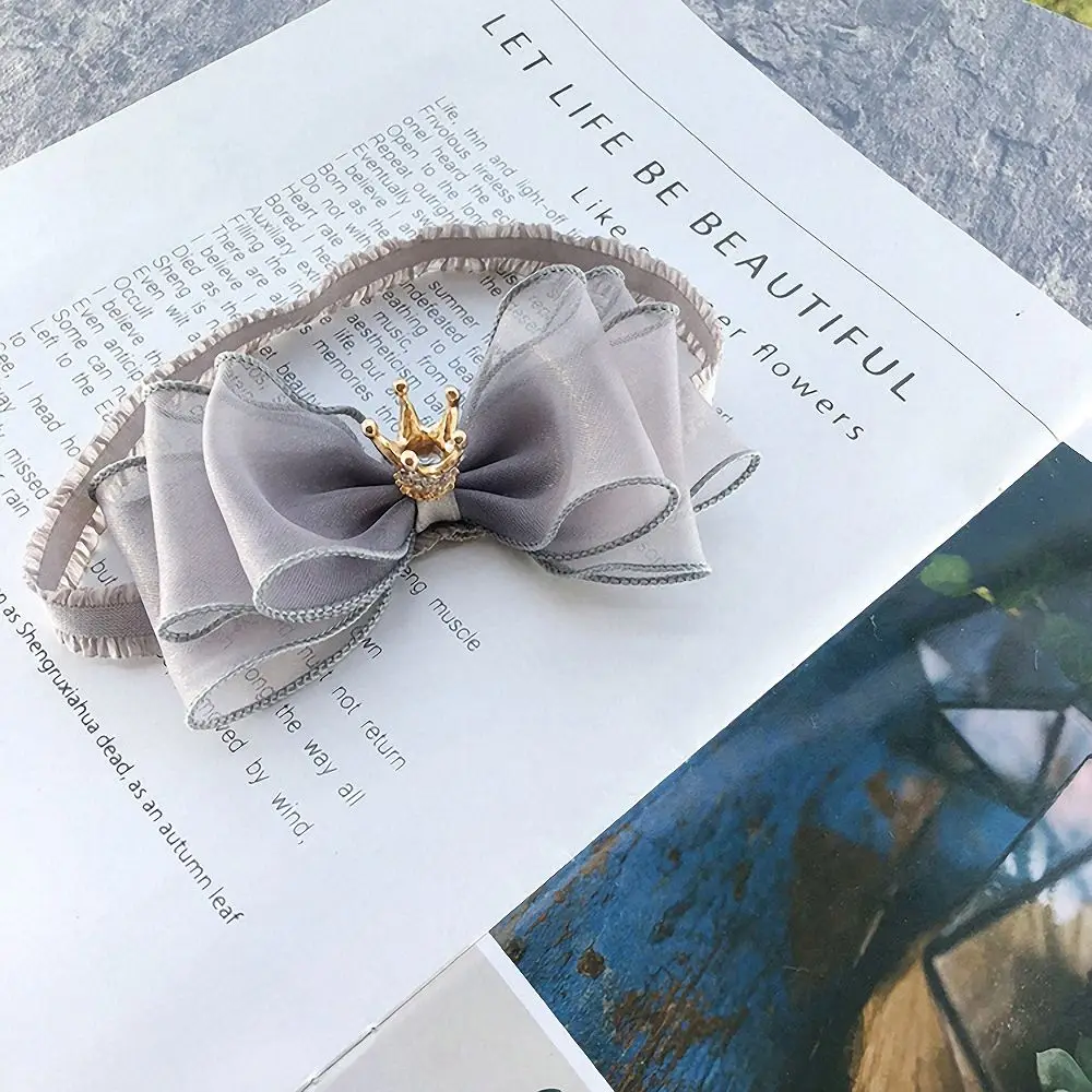 grey Милая повязка на голову для маленьких девочек; повязка на голову с кружевным бантом и короной; эластичная повязка на голову; тюрбан; головной убор принцессы; реквизит для фотосессии; Детские аксессуары для волос - Цвет: grey
