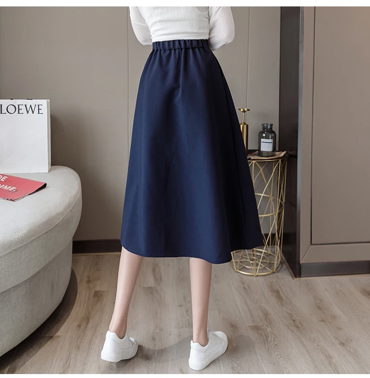 2021 New Spring Summer High Waist Midi Skirt Women Casual Pocket Solid Color Loose A-Line Umbrella Skirt Female Petticoat tutu skirt