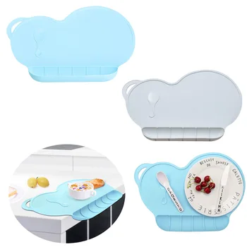 

Toddler Placemat Portable Non-slip Anti-spill Silicone Placemat Place Mat with Suction Cups for Home Restaurant Outdoor Travel