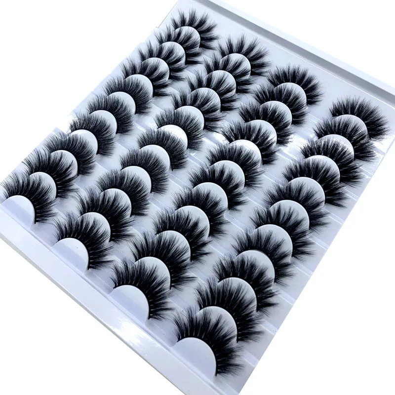 20 Pairs 12D009 2/20 пар, натуральные длинные 3D ресницы из искусственной норки, толстые, ручная работа, полная полоска, ресницы, объемные, мягкие, норковые ресницы, накладные ресницы - Цвет: 20 Pairs 12D009
