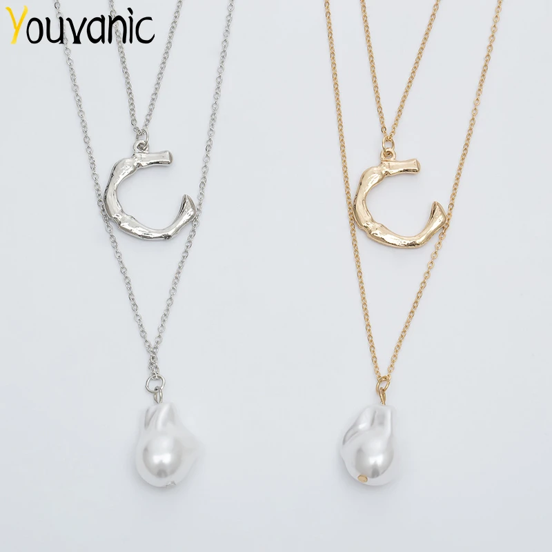 Youvanic Boho Moon необычное жемчужное ожерелье с подвеской Золотая Начальная Буква C Длинная цепочка ожерелье воротник Женская мода ювелирные изделия 2433