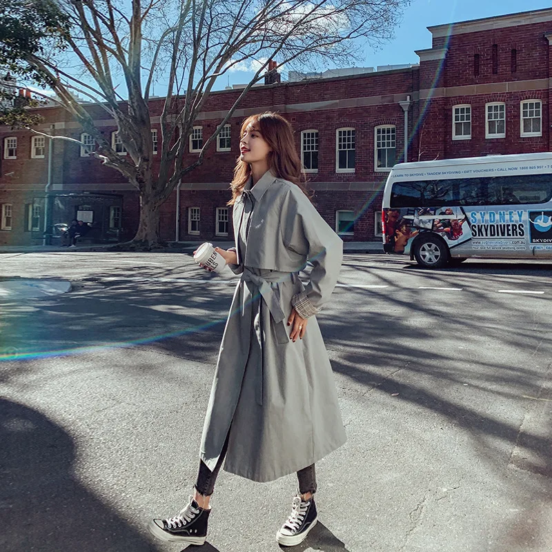 

Photo Shoot Trench Coat Women's Mid-length Short-height 2019 Spring And Autumn New Style Popular Korean-style Loose-Fit British-