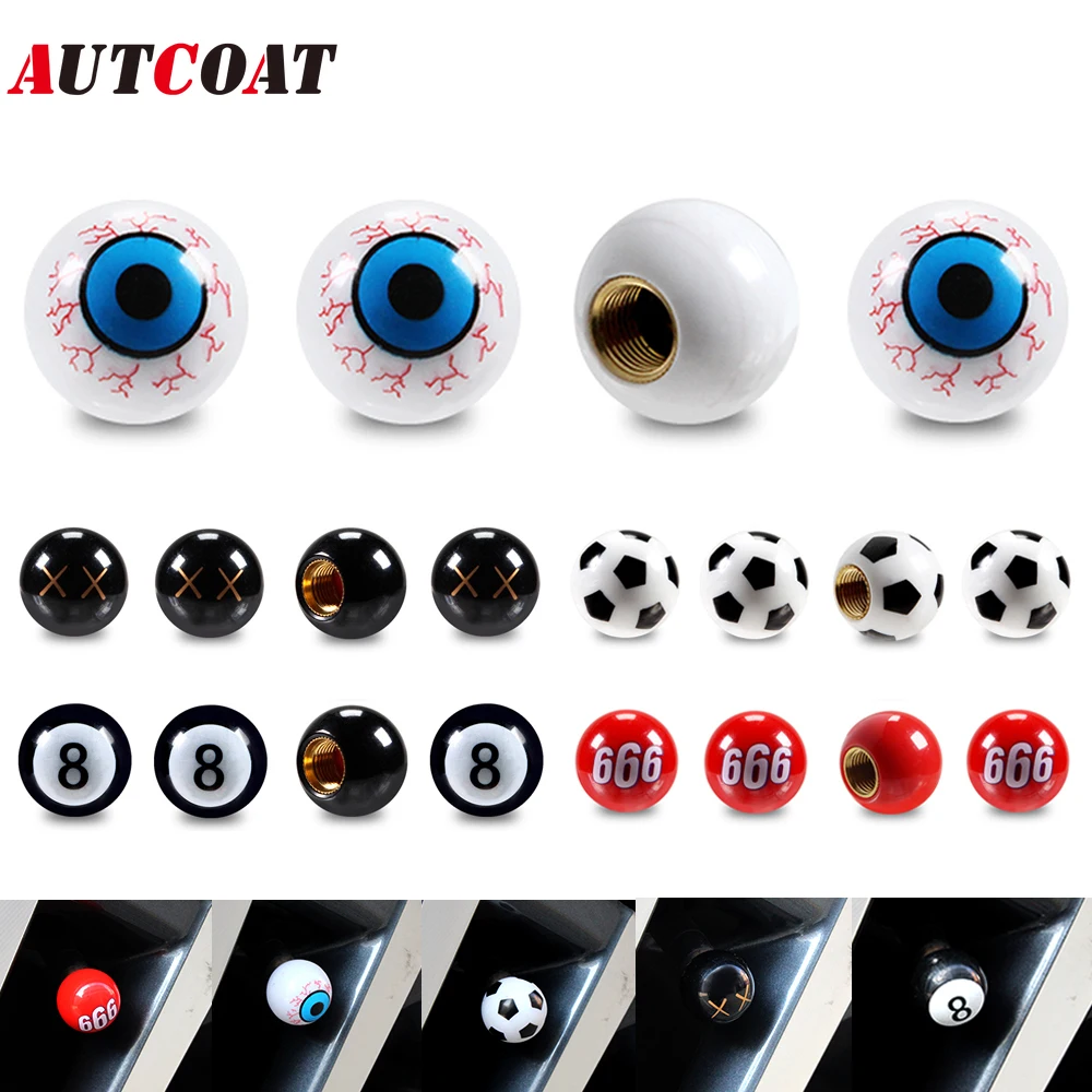 AUTCOAT 4/8Pcs 자동차, 트럭, SUV, 오토바이, 자전거 자동차 스타일링 밸브 스템 캡용 범용 자동차 타이어 밸브..