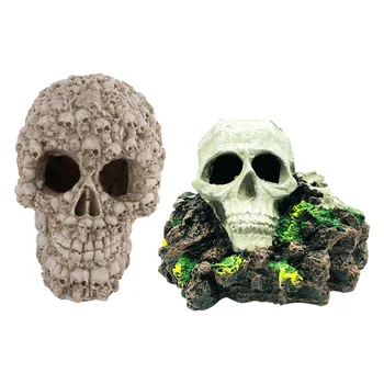 

2Pcs Fish Tank Decor Skull Shape Safe Durable Decorative Fish Tank Decoration Aquarium Decoration for Table Home Shop