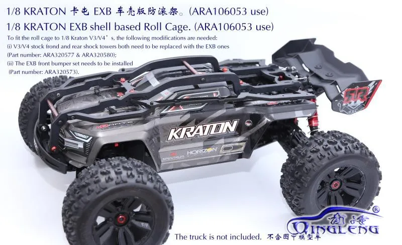 Super Nylon Shell Based Roll Cage with Wheelie Bar for 1/8 ARRMA KRATON EXB ARA106053 USE