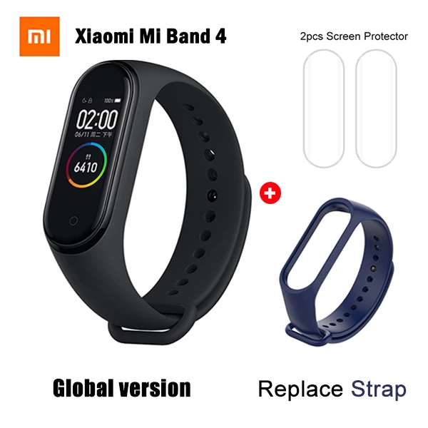 In stock Original Xiaomi Mi Band 4 Smart Watch Mi Band 4 Global Version Fitness Heart Rate Music Wristband Ship in 24 hours - Цвет: GB add Blue
