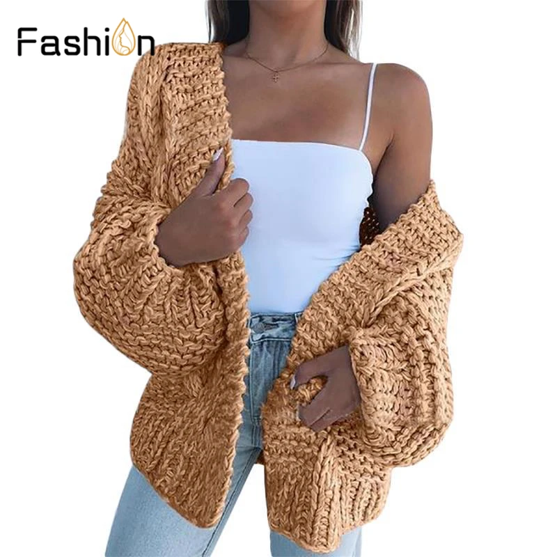 Women Cardigans Sweater New Autumn Winter Women's Loose Long Sleeve Korean Knit Cardigan Coat Thick Sweaters |