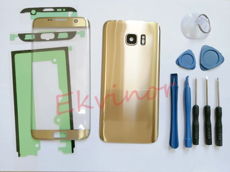 For Samsung Galaxy S7 G930 S7 edge G935 Front Touch Panel Outer Lens+ Rear Battery Door Back Glass Housing Cover+Free tool