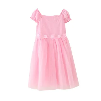

Girls Sweet Puff short sleeve princess dress Flower dress SZ:8T YF236