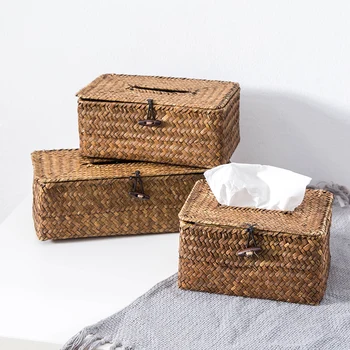 

Nordic Simple Creative Straw Tissue Box Desktop Decoration American Home Living Room Bedroom Office Storage Tray Home Decoration