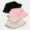 Kpop Jungkook Harajuku Hip Hop Solid Color Bucket Hat Spiked Rivets Metal Rings Outdoor Wide Brim Sunscreen Fisherman Cap ► Photo 3/6