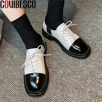 

COVIBESCO 2020 Autumn Newest Mixed Colors Women Shoes 2020 Genuine Leather Fashion Chunkt Heels Pumps Dancing Party Shoes Woman