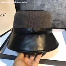 Одержим лавандой. Рыбак шляпа Женская Осень/Зима горшок шляпа японский из искусственной кожи корейский джокер