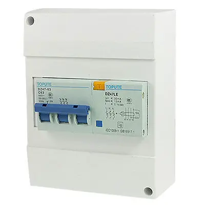 

AC 400V 63A Three Poles Mini Leakage Protection Circuit Breaker w Case